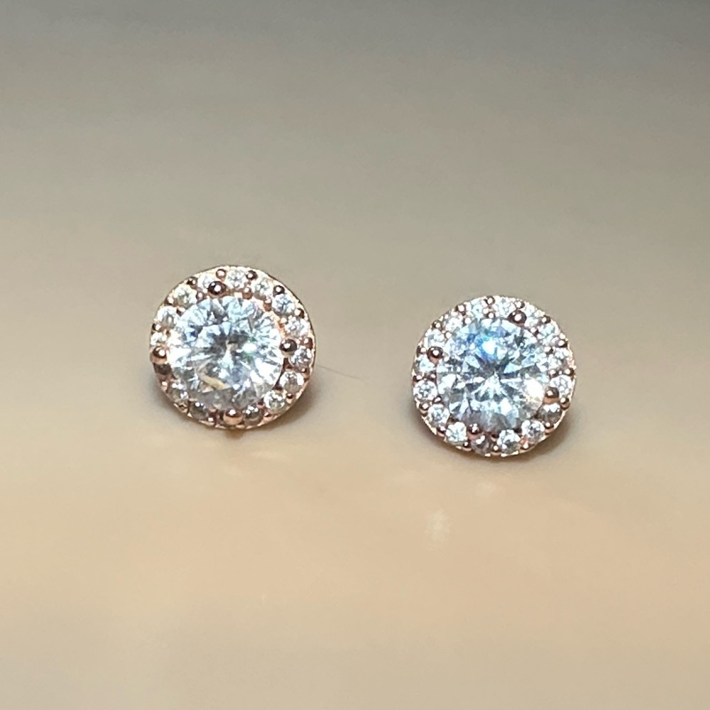 Elegant Rose Gold Stud Earrings (over sterling silver)
